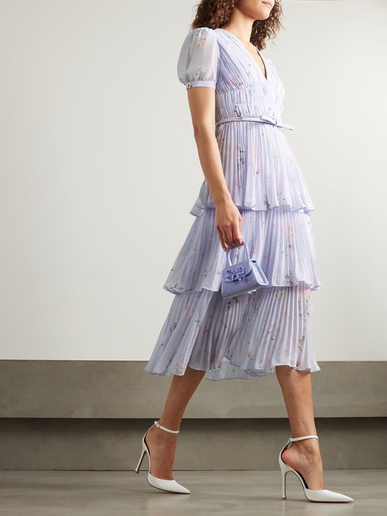 Self-Portrait Dresses & Skirts - Self-Portrait Plissé Floral Midi Dress - US Size 8 - Like New!